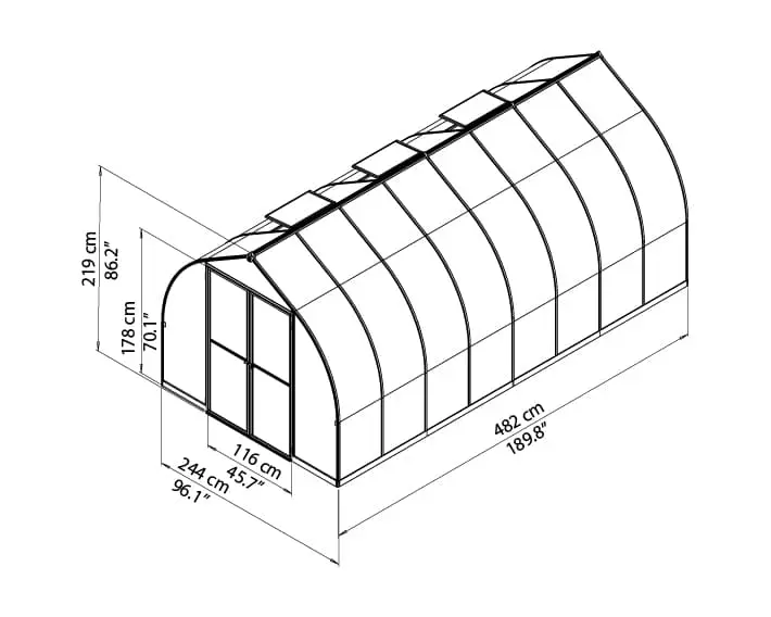 Bella Greenhouse Bird's eye view 8x16