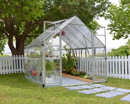 Silver frame greenhouse 8x8'