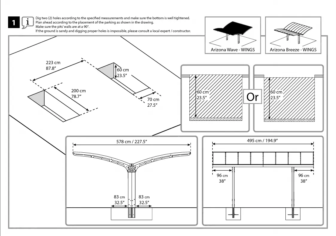 Arizona Carport Wings EZ link kit concrete