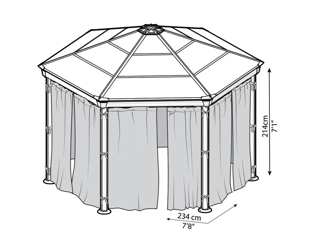 Palram Garden Gazebos Monaco Netting Set Dimensions