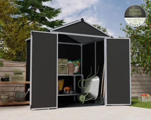 Palram Garden Sheds Rubicon 6x5 Grey Main Multi Wall Technology