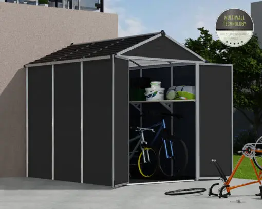 Palram Garden Sheds Rubicon 6x8 Grey Main 3 Multi Wall Technology