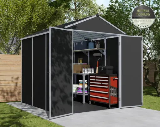 Palram Garden Sheds Rubicon 6x8 Grey Main 4 Multi Wall Technology