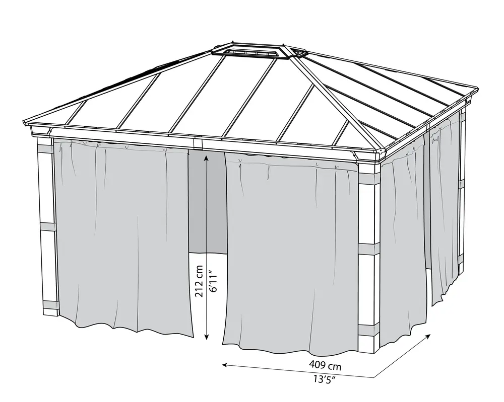 Palram Garden Gazebos Dallas 4300 Curtains Set Dimensions