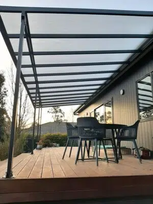 Feria 3 pergola grey like monument with clear polycarbonate